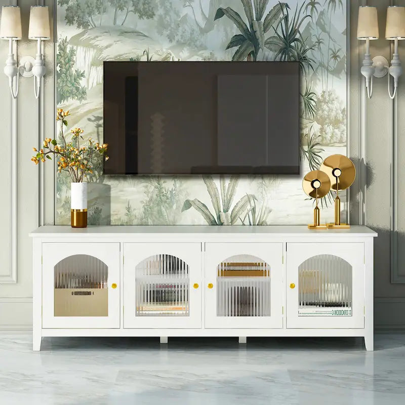 Meuble TV moderne Naro de 71 po avec porte vitrée par Christopher Knight Home