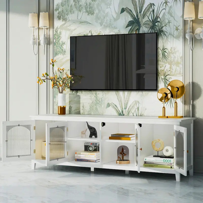 Meuble TV moderne Naro de 71 po avec porte vitrée par Christopher Knight Home