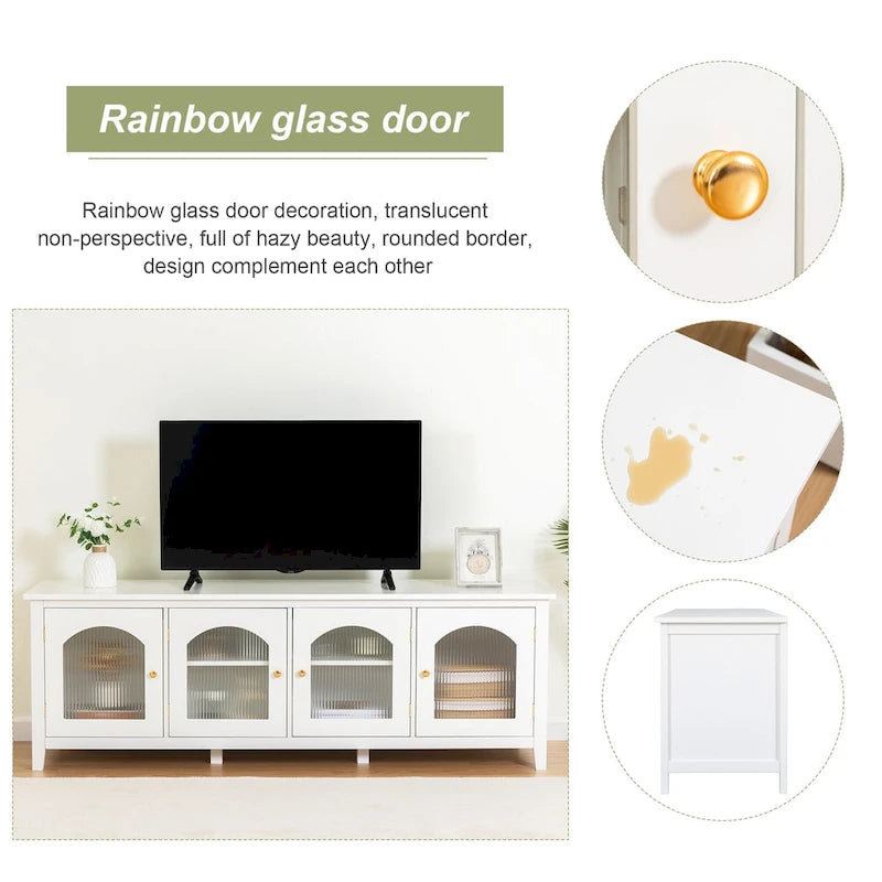 Meuble TV moderne Naro de 71 po avec porte vitrée par Christopher Knight Home