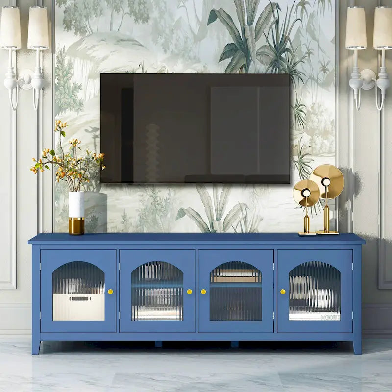 Meuble TV moderne Naro de 71 po avec porte vitrée par Christopher Knight Home