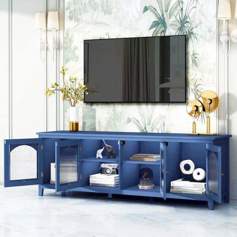 Meuble TV moderne Naro de 71 po avec porte vitrée par Christopher Knight Home