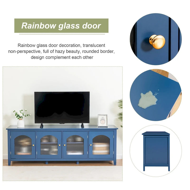 Meuble TV moderne Naro de 71 po avec porte vitrée par Christopher Knight Home