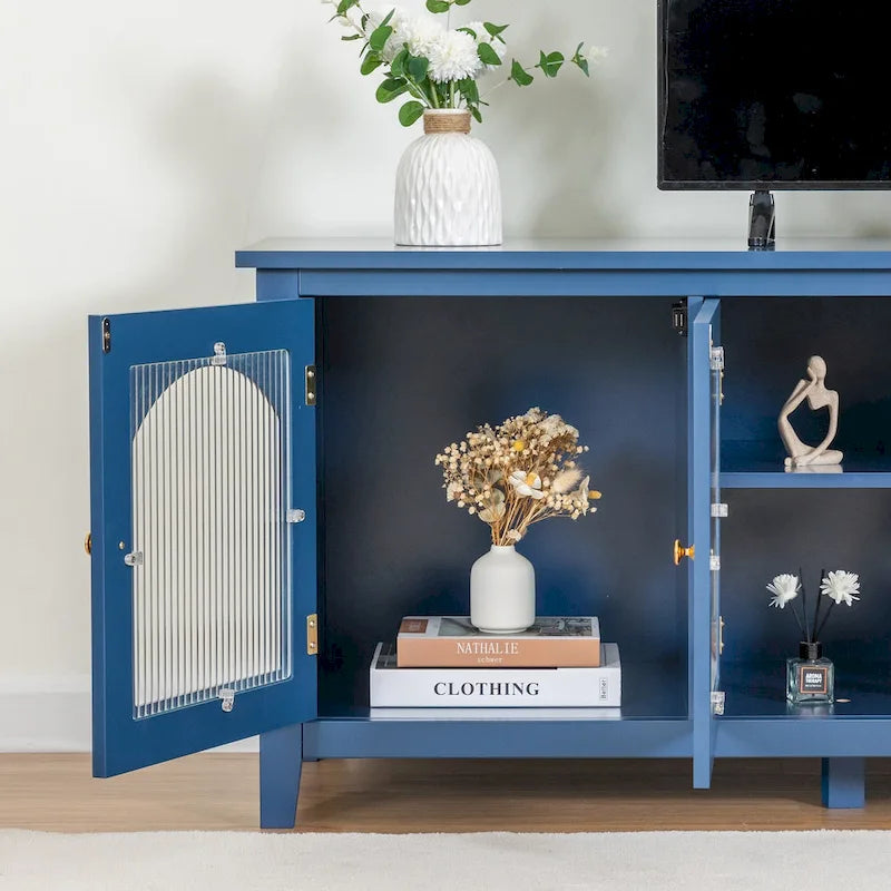 Meuble TV moderne Naro de 71 po avec porte vitrée par Christopher Knight Home