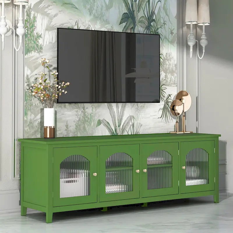 Meuble TV moderne Naro de 71 po avec porte vitrée par Christopher Knight Home