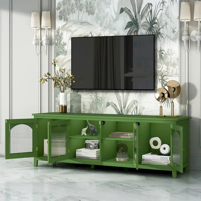 Meuble TV moderne Naro de 71 po avec porte vitrée par Christopher Knight Home