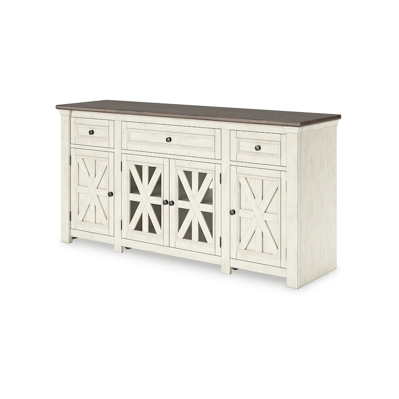 Meuble TV Signature Design by Ashley Bolanburg blanc/gris 73 pour téléviseurs jusqu'à 83 po - 72,5 L x 20,25 P x 36,13 H