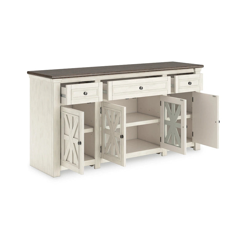 Meuble TV Signature Design by Ashley Bolanburg blanc/gris 73 pour téléviseurs jusqu'à 83 po - 72,5 L x 20,25 P x 36,13 H