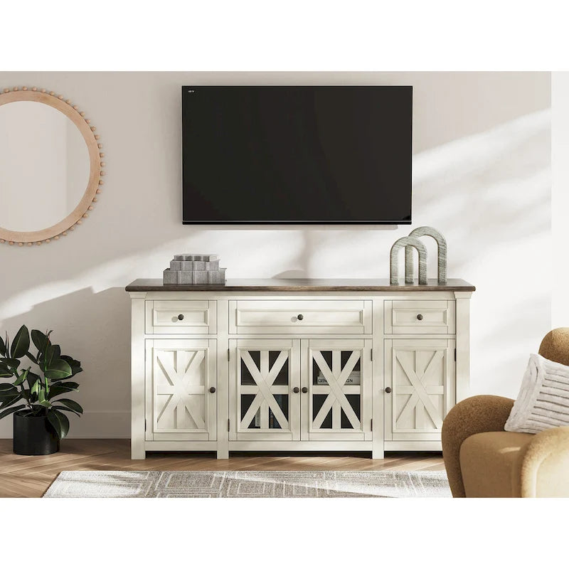 Meuble TV Signature Design by Ashley Bolanburg blanc/gris 73 pour téléviseurs jusqu'à 83 po - 72,5 L x 20,25 P x 36,13 H