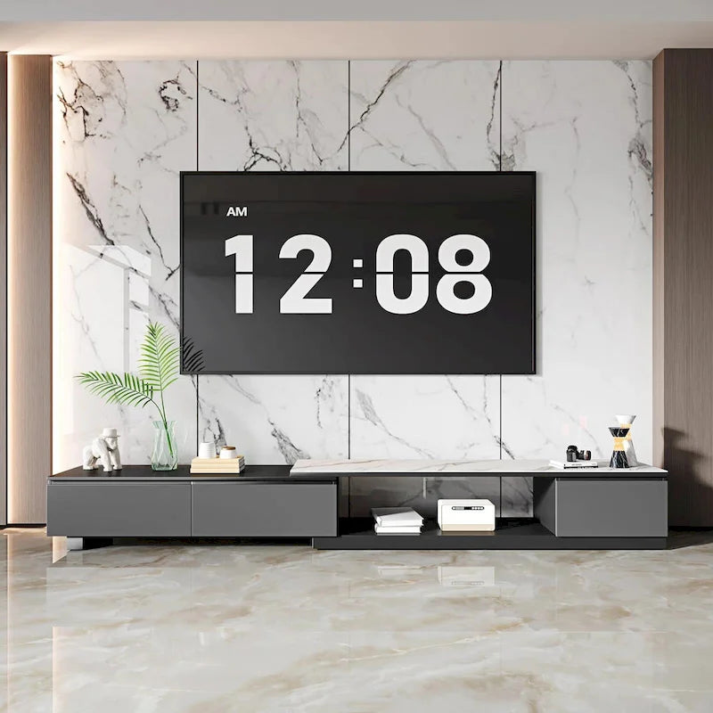 Meuble TV extensible avec 3 tiroirs - 75 - 122
