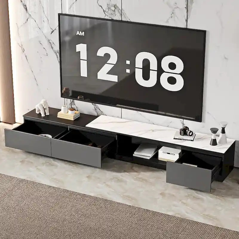 Meuble TV extensible avec 3 tiroirs - 75 - 122