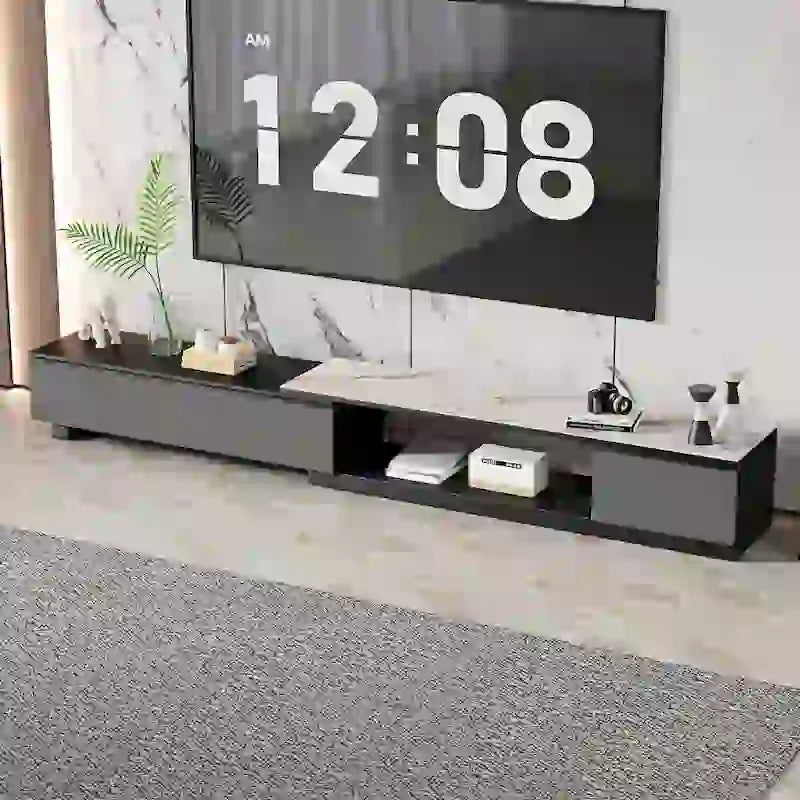 Meuble TV extensible avec 3 tiroirs - 75 - 122