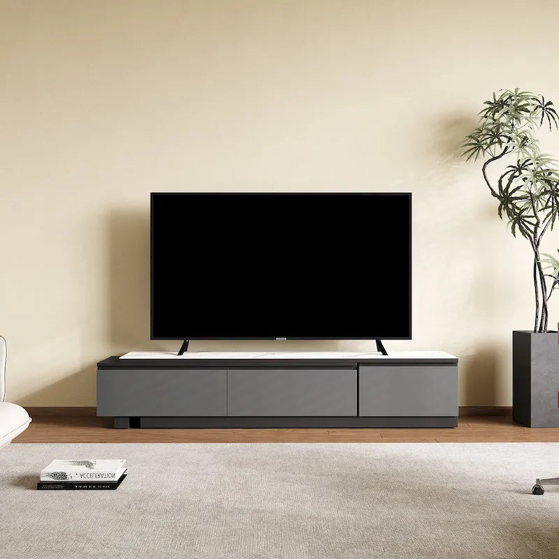 Meuble TV extensible avec 3 tiroirs - 75 - 122