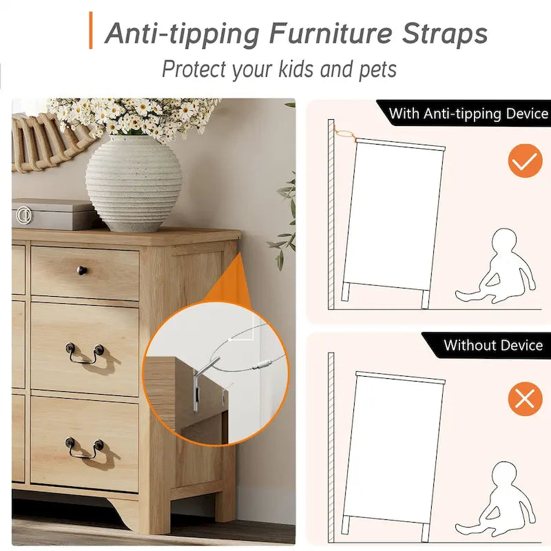 Meuble TV WAMPAT 116.5 W de style ferme pour téléviseurs jusqu'à 120 pouces, centre de divertissement avec 15 tiroirs
