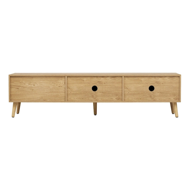 Meuble TV pour téléviseurs jusqu'à 80 pouces, meuble TV de style ferme moderne, centre de divertissement avec pieds en bois massif