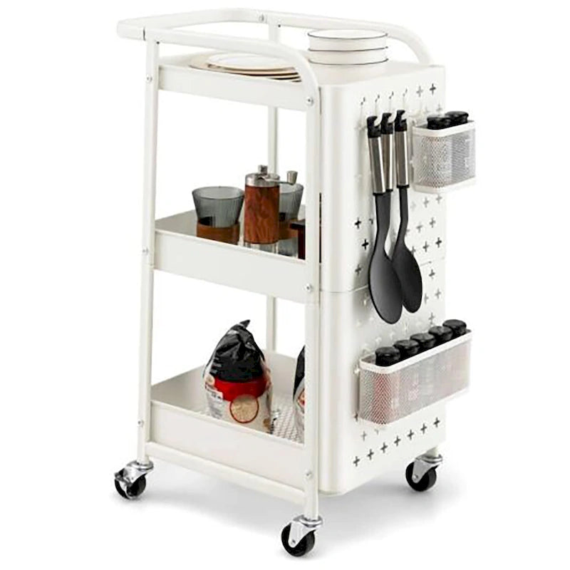 Chariot de rangement à 3 niveaux en métal à roulettes avec DIY
