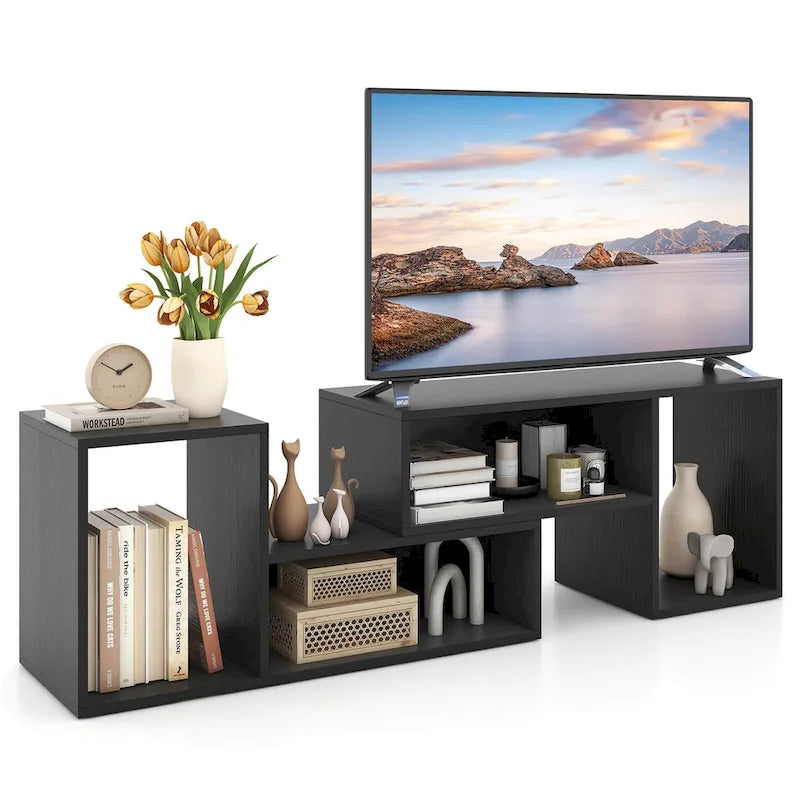 Costway Lot de 2 supports TV réglables avec cubes de rangement pour téléviseurs jusqu'à 55 pouces - Voir détails