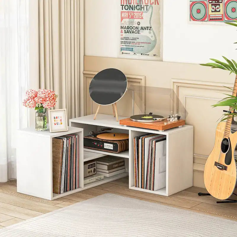 Costway Lot de 2 supports TV réglables avec cubes de rangement pour téléviseurs jusqu'à 55 pouces - Voir détails
