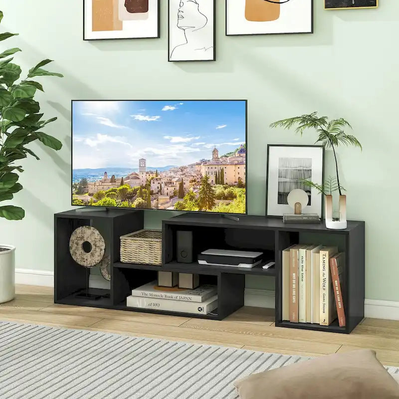 Costway Lot de 2 supports TV réglables avec cubes de rangement pour téléviseurs jusqu'à 55 pouces - Voir détails