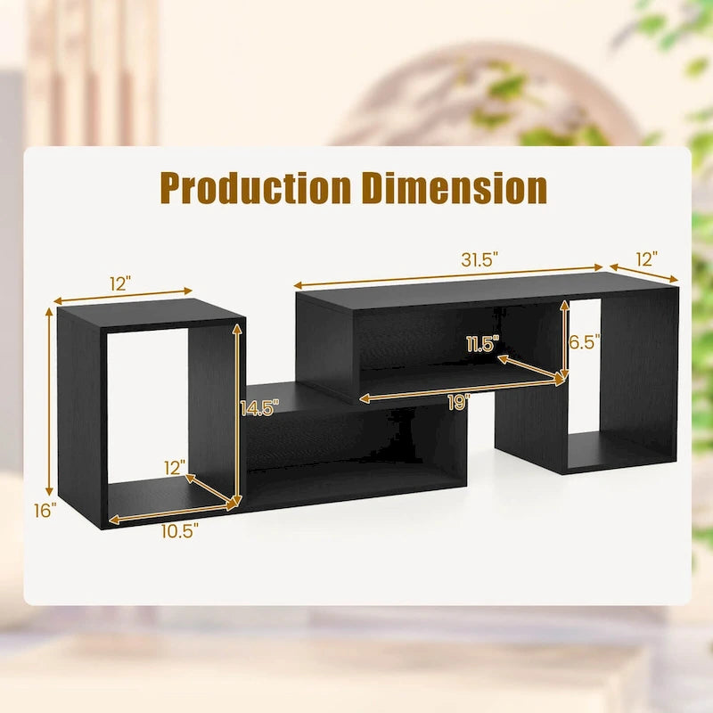 Costway Lot de 2 supports TV réglables avec cubes de rangement pour téléviseurs jusqu'à 55 pouces - Voir détails