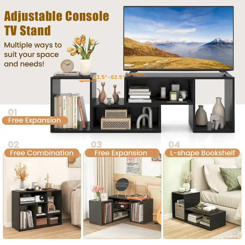 Costway Lot de 2 supports TV réglables avec cubes de rangement pour téléviseurs jusqu'à 55 pouces - Voir détails