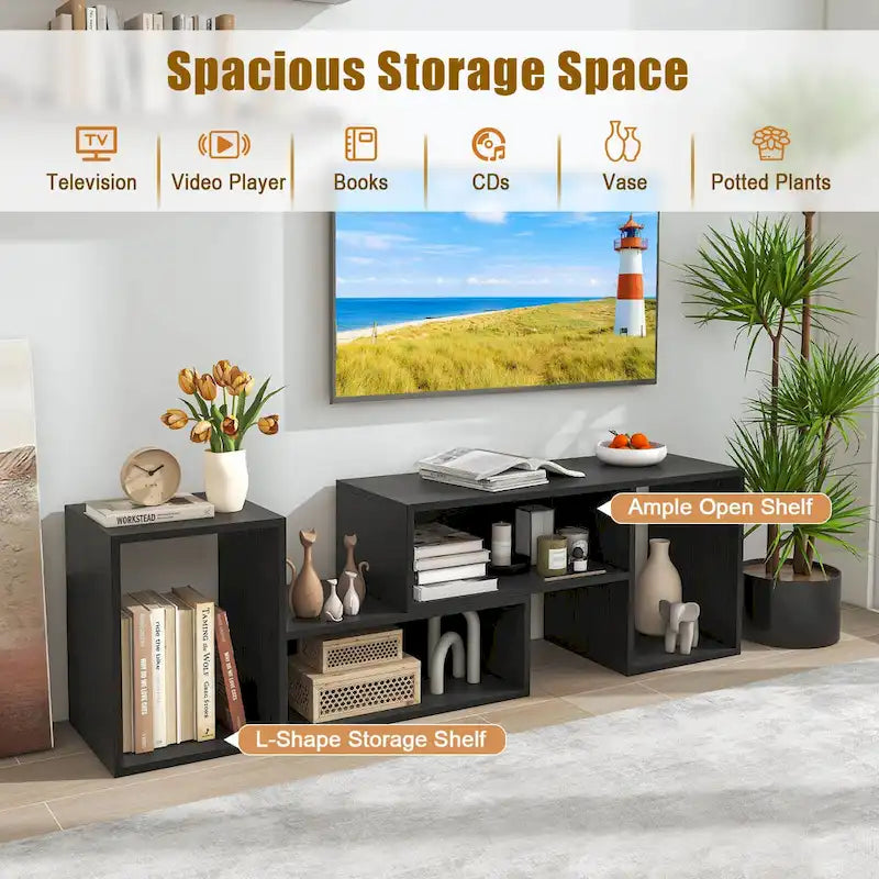 Costway Lot de 2 supports TV réglables avec cubes de rangement pour téléviseurs jusqu'à 55 pouces - Voir détails