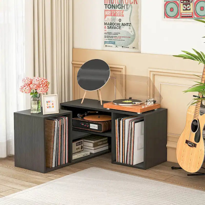 Costway Lot de 2 supports TV réglables avec cubes de rangement pour téléviseurs jusqu'à 55 pouces - Voir détails