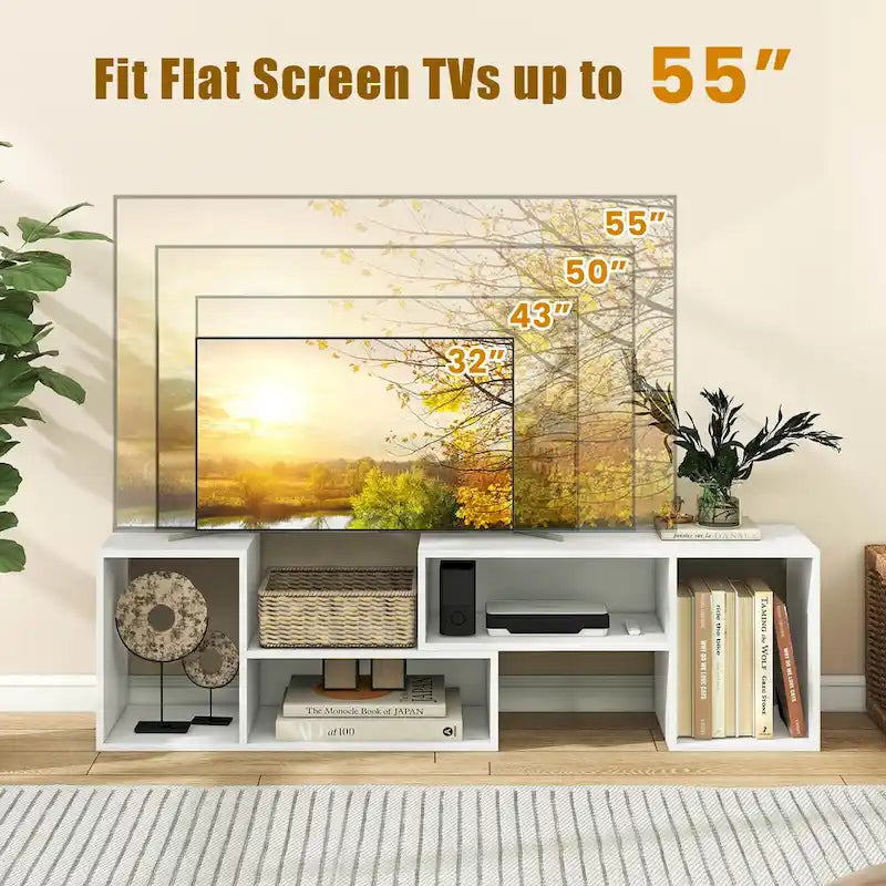 Costway Lot de 2 supports TV réglables avec cubes de rangement pour téléviseurs jusqu'à 55 pouces - Voir détails