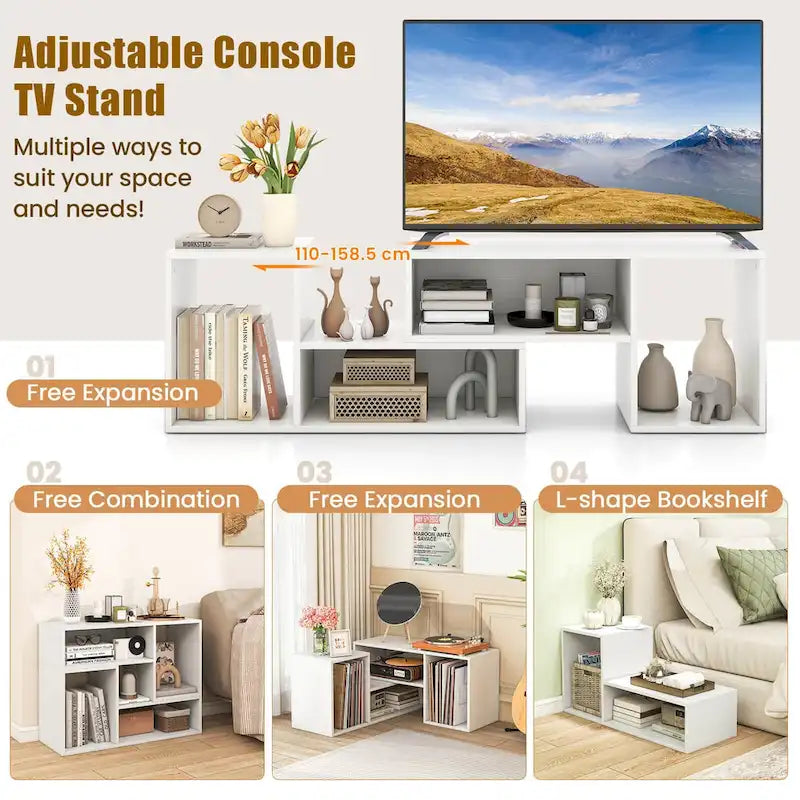 Costway Lot de 2 supports TV réglables avec cubes de rangement pour téléviseurs jusqu'à 55 pouces - Voir détails