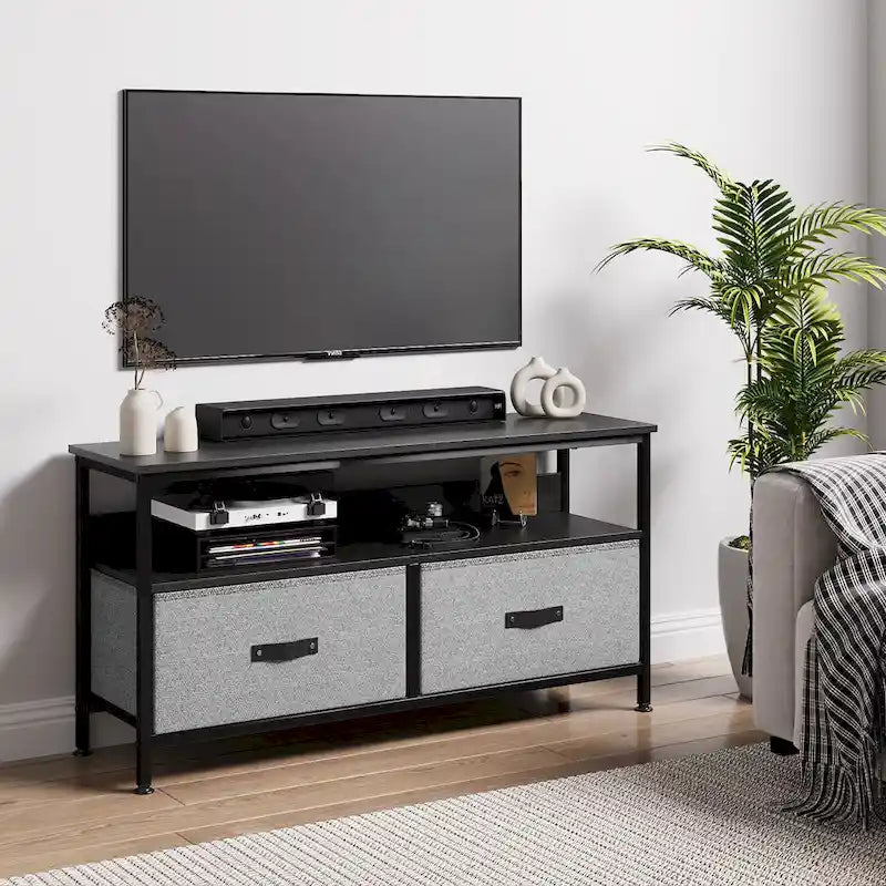 Meuble TV et Commode Multifonction pour Chambre à Coucher avec 2 Tiroirs - 106,7 cm