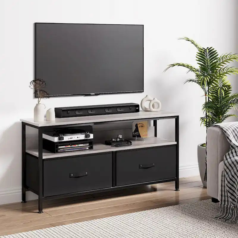 Meuble TV et Commode Multifonction pour Chambre à Coucher avec 2 Tiroirs - 106,7 cm