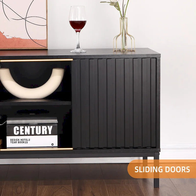 Meuble TV moderne du milieu du siècle pour téléviseur de 65 pouces, centre de divertissement avec rangement - 55 pouces