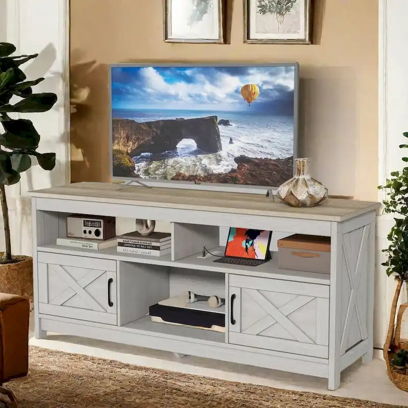 Meuble TV Moasis Farmhouse 59 avec rangement et étagères