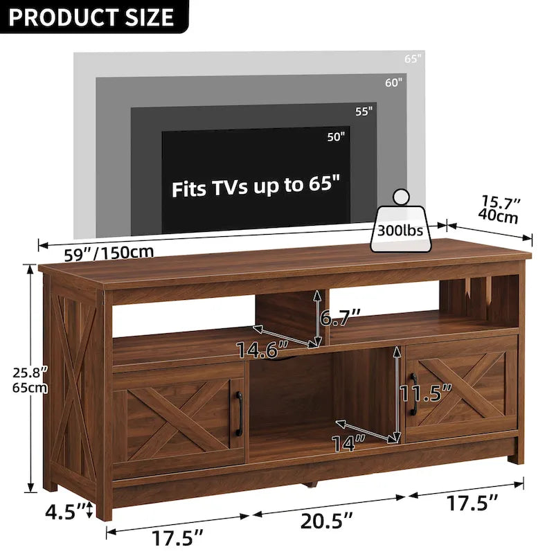 Meuble TV Moasis Farmhouse 59 avec rangement et étagères