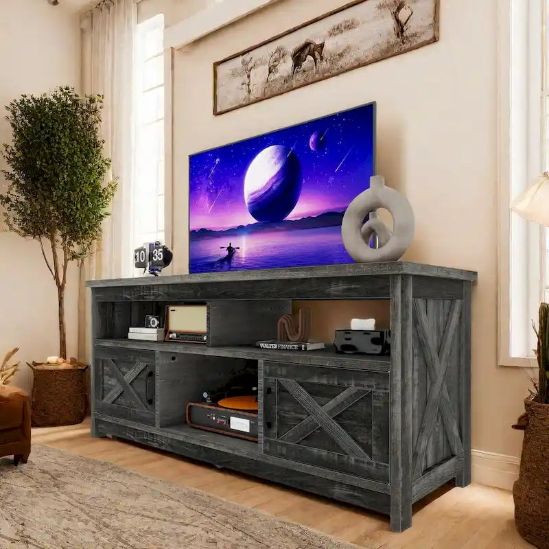Meuble TV Moasis Farmhouse 59 avec rangement et étagères