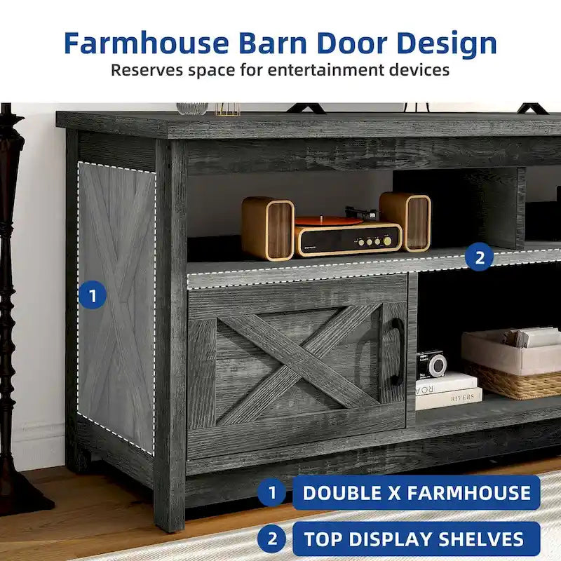 Meuble TV Moasis Farmhouse 59 avec rangement et étagères