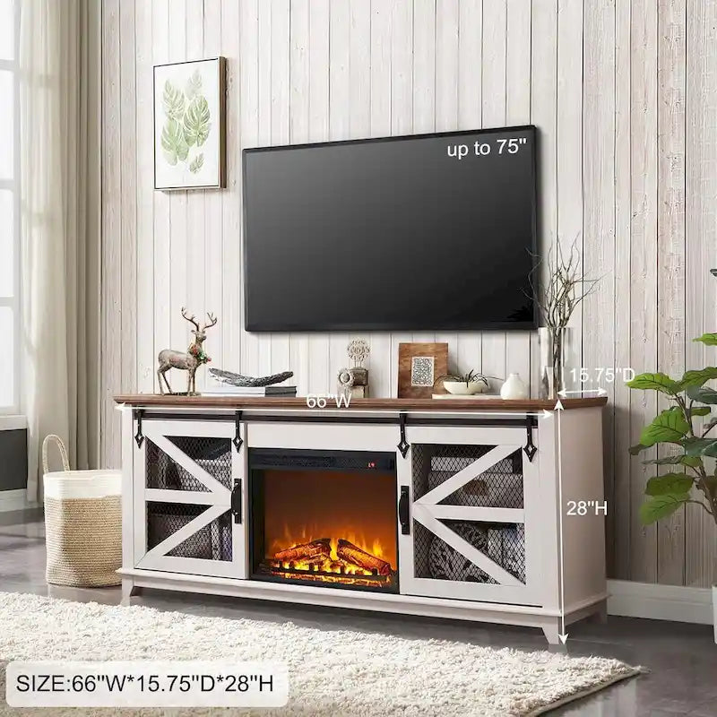 Meuble TV de cheminée de ferme, Centre de divertissement, Console TV