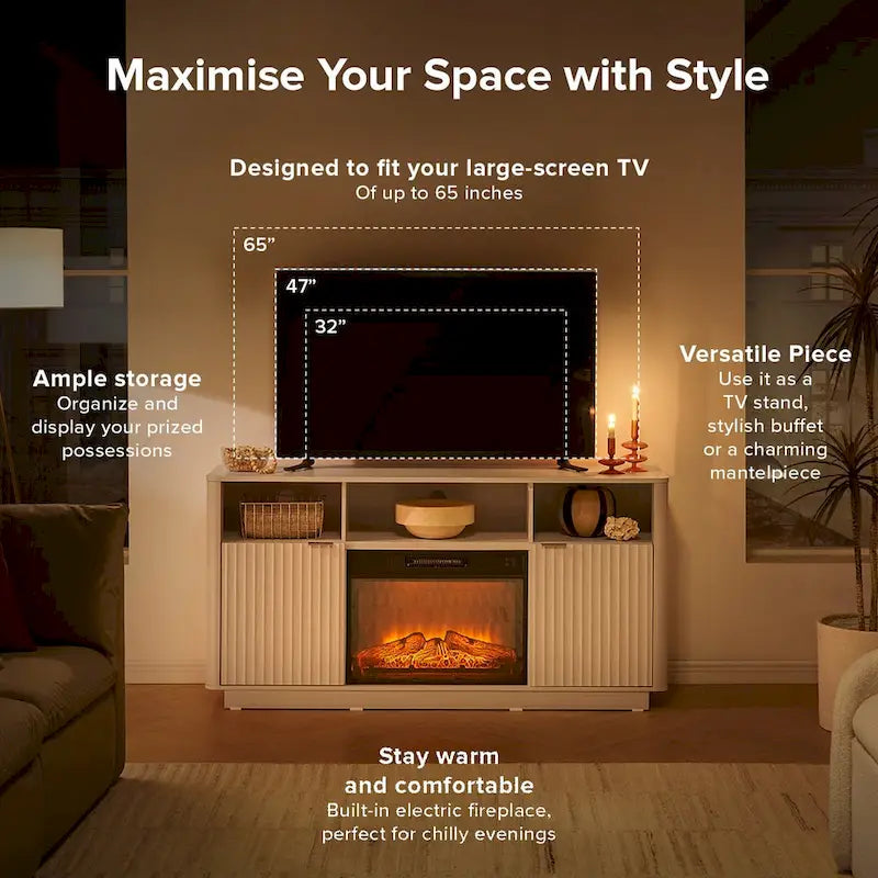 Meuble TV avec cheminée électrique Mopio Brooklyn 59