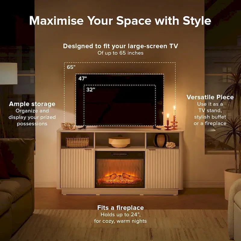 Meuble TV avec cheminée électrique Mopio Brooklyn 59