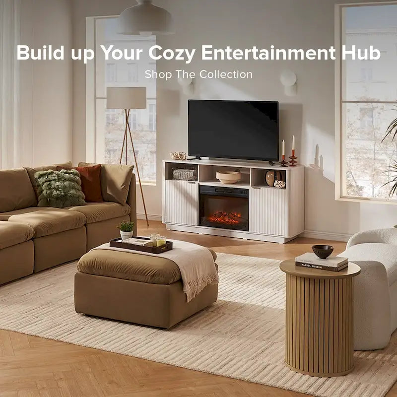Meuble TV avec cheminée électrique Mopio Brooklyn 59