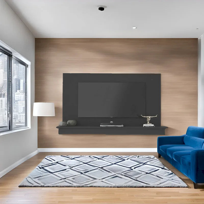 Meuble TV flottant pour téléviseurs jusqu'à 55 pouces - Meuble TV mural avec bande LED et étagère