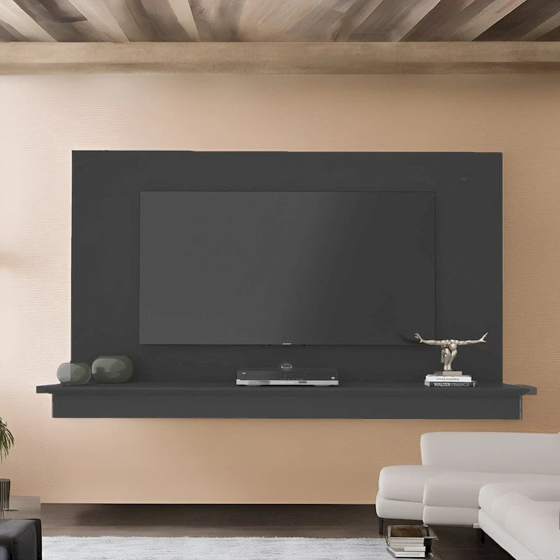 Meuble TV flottant pour téléviseurs jusqu'à 55 pouces - Meuble TV mural avec bande LED et étagère