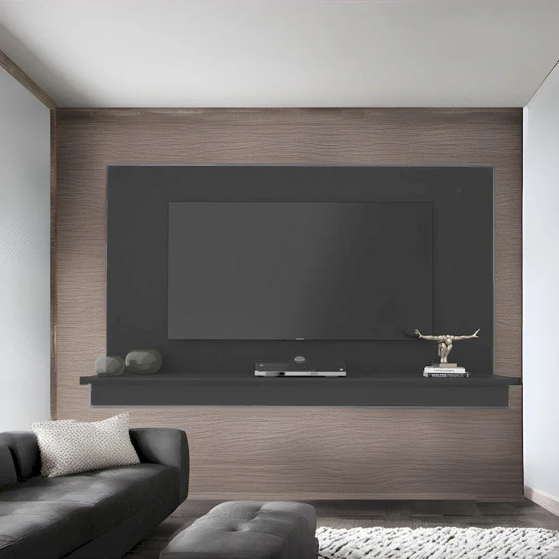 Meuble TV flottant pour téléviseurs jusqu'à 55 pouces - Meuble TV mural avec bande LED et étagère