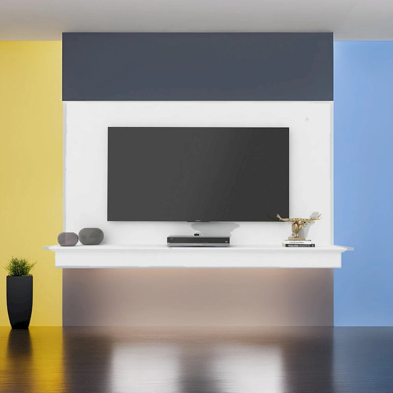 Meuble TV flottant pour téléviseurs jusqu'à 55 pouces - Meuble TV mural avec bande LED et étagère