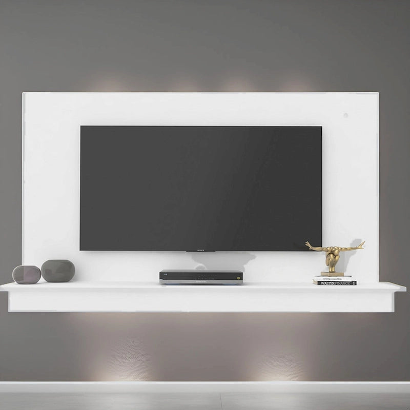 Meuble TV flottant pour téléviseurs jusqu'à 55 pouces - Meuble TV mural avec bande LED et étagère