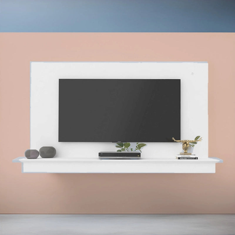 Meuble TV flottant pour téléviseurs jusqu'à 55 pouces - Meuble TV mural avec bande LED et étagère