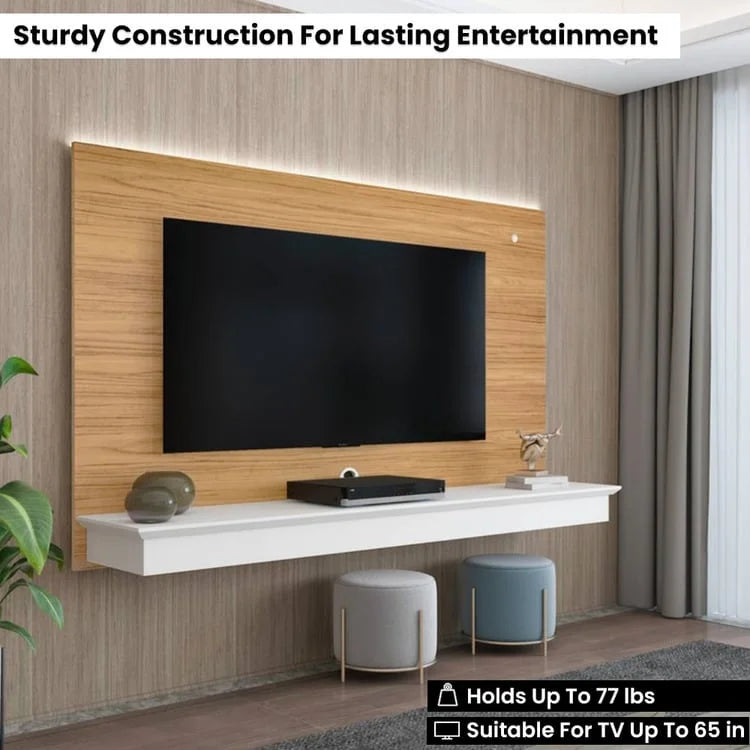 Meuble TV flottant pour téléviseurs jusqu'à 55 pouces - Meuble TV mural avec bande LED et étagère