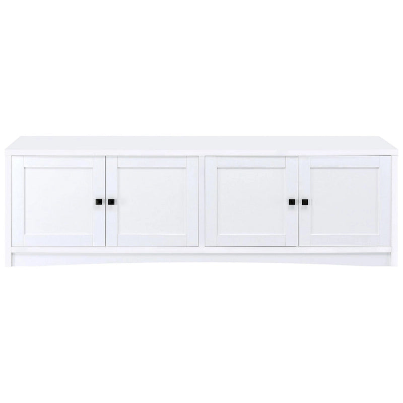 Meuble TV multimédia Donna avec 4 portes, mélaminé blanc 78 pouces