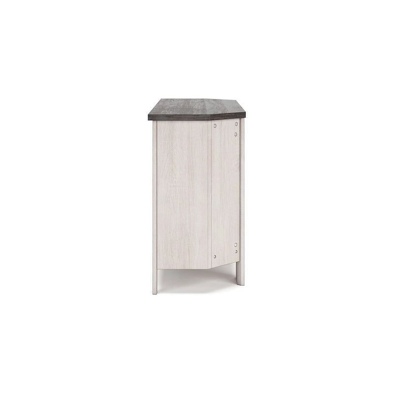 Meuble TV d'angle Elia, emplacement pour insert de cheminée, blanc 48 pouces