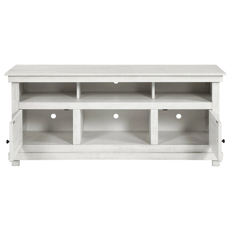 Meuble TV Ayne, 2 portes et 4 étagères, bois blanc 60 pouces