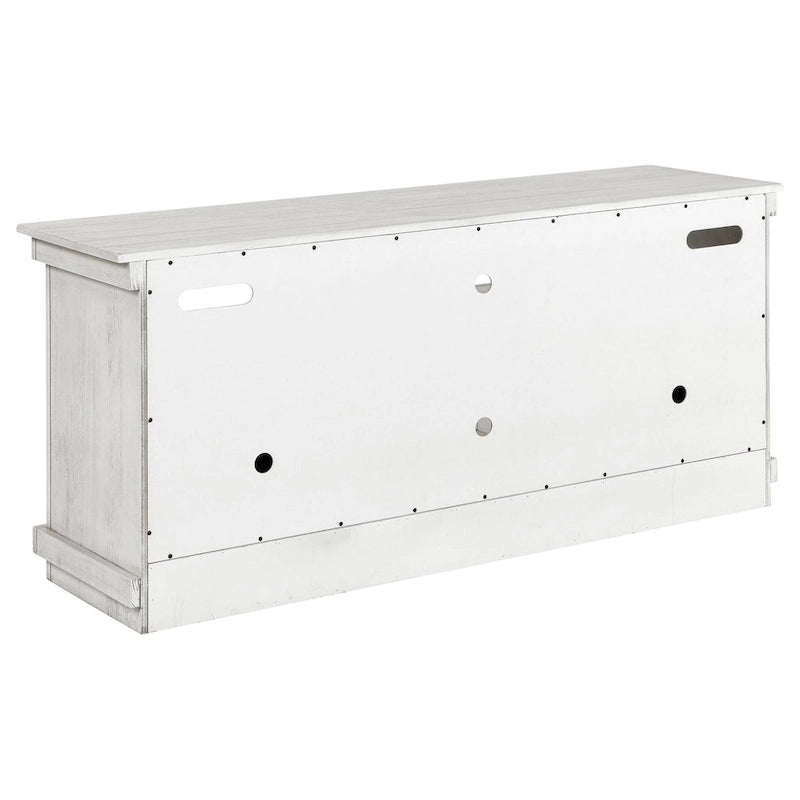 Meuble TV Ayne, 2 portes et 4 étagères, bois blanc 60 pouces